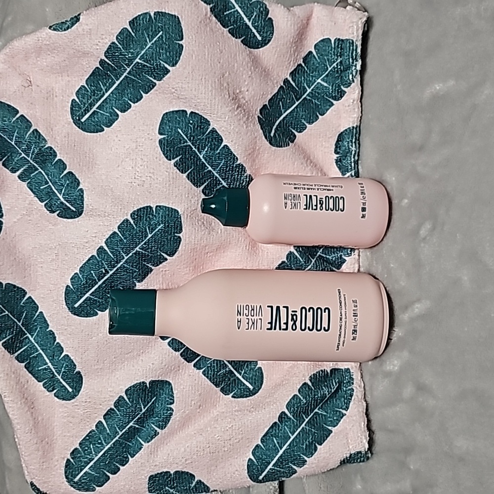 Coco & Eve Conditioner, Hair Elixir, and Hair Towel